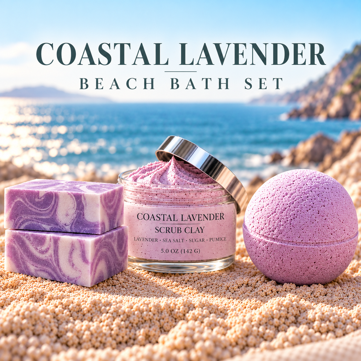 Coastal Lavender Beach Bath Set