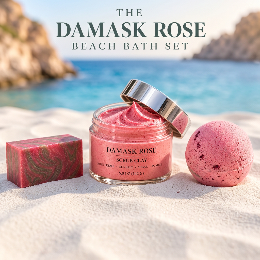The Damask Rose Beach Bath Set